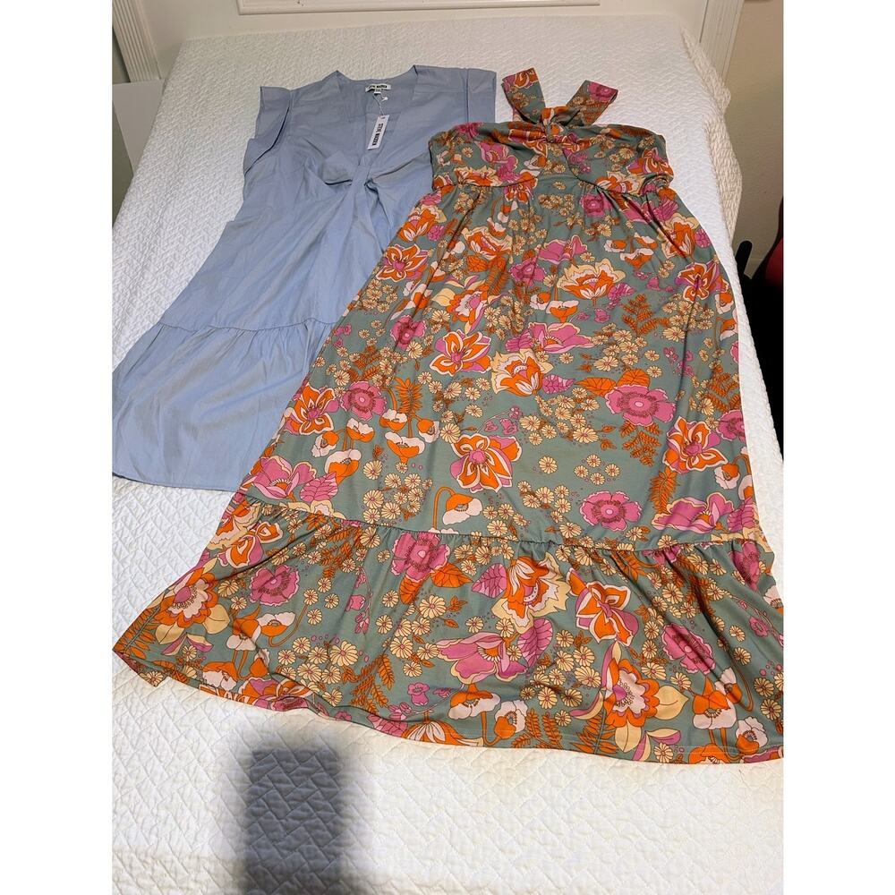 Steve Madden Light Blue Dress (XXL ) & Grace Karin Halter Floral Sundress (XL )